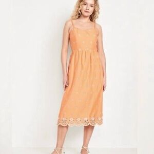 Old Navy Fit & Flare Eyelet Midi Dress NWT lined 100% cotton Large Tall